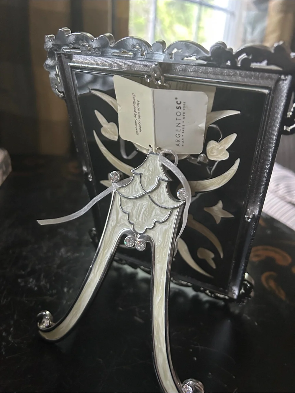 Silver and Ivory Crystal Photo Frame - Elegant Home Accent